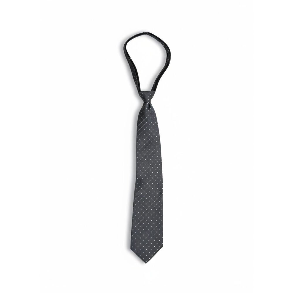 Preswick & Moore Zipper Tie Dark Gray w/ Light Gray Dots
